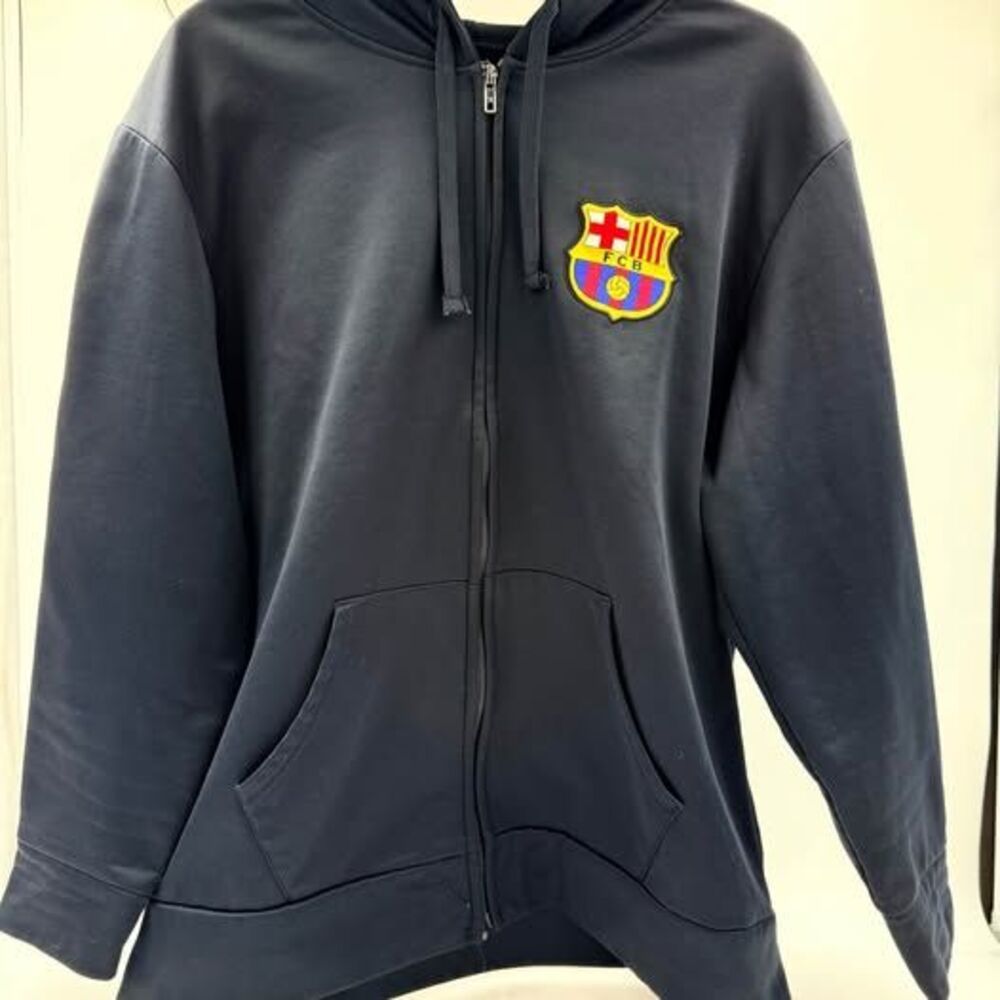 FC Barcelona Navy Blue Full Zip Hoodie Size LG